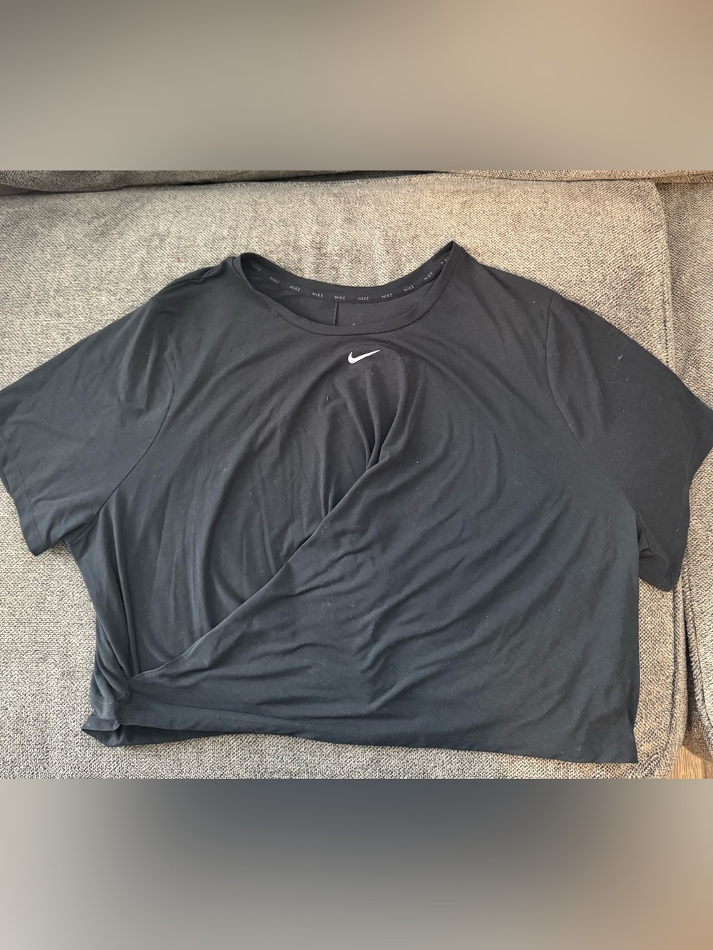 Nike Women’s Black Twist-Front Wrap Crop Top